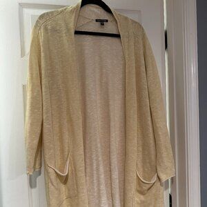 Beautiful Yellow Eileen Fisher Lightweight Linen and Cotton Cardigan XL